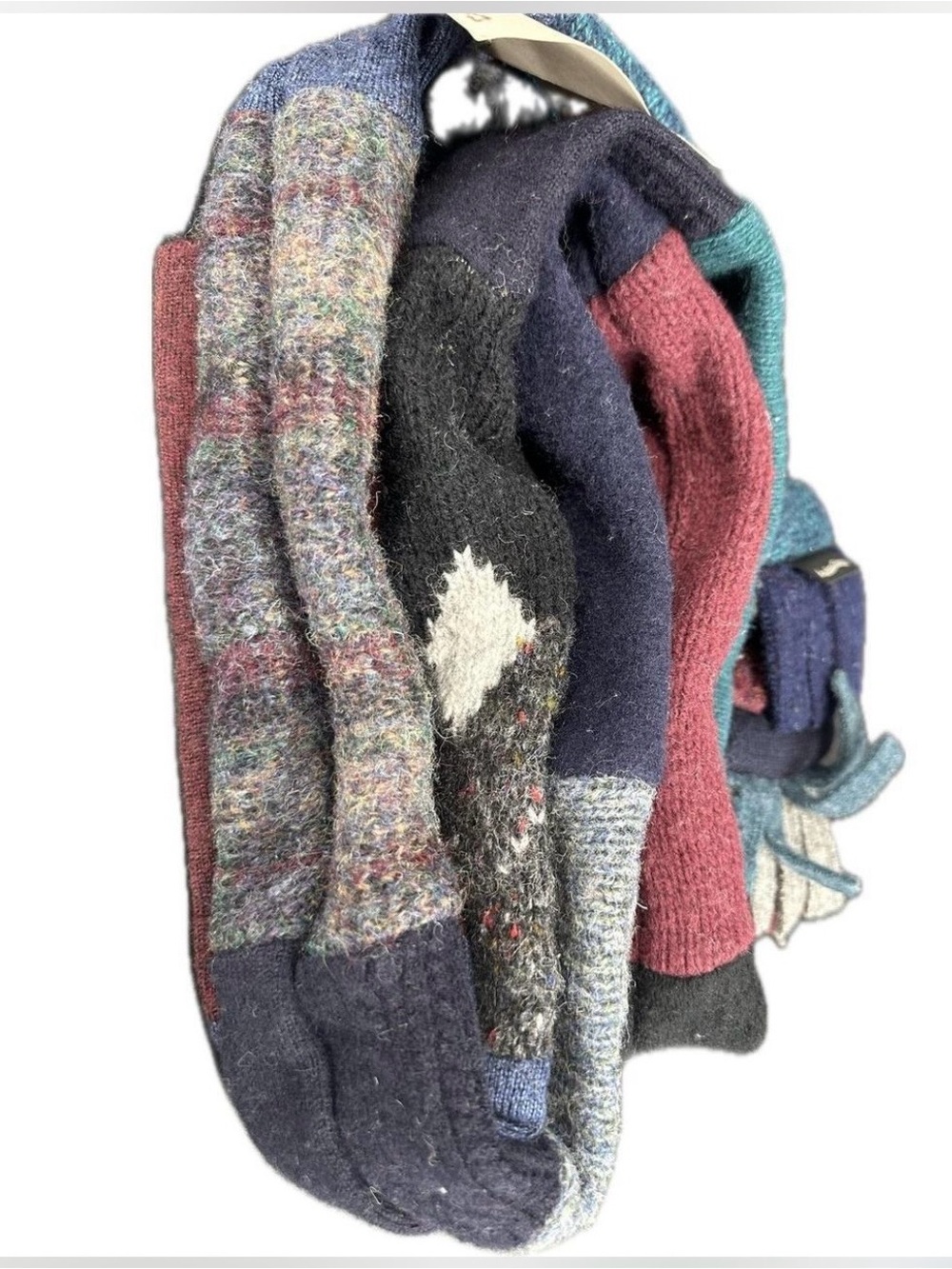 Striped Multi-Color Patchwork Knit Scarf - Picture 2 of 5